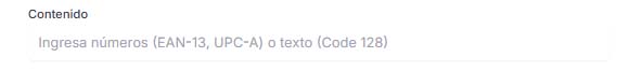 Introduce el contenido del codigo de barras